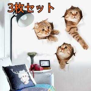 ウォールステッカー 猫　ネコ　ねこ　可愛いアニマル　おもしろ　インテリア　飾り シール　３D　ホーム　装飾　動物　写真　子供部屋