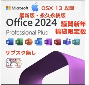 Microsoft Office 2024 版　LTSCプロフェッショナルプラス Mac プロダクトキー 再インストール可 企業ライセンス【永続ライセンス/正規品】