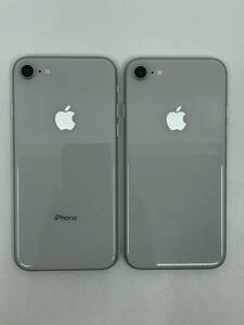 1円～ Apple iPhone 8 64GB MQ792J/A Silver シルバー Simロックあり docomo 中古本体 ２台セット