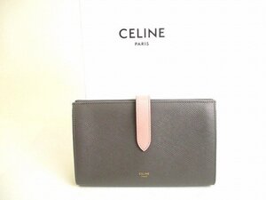 【未使用】 セリーヌ CELINE バイカラー グレインド カーフスキン ラージ ストラップウォレット 2つ折り 長財布 メンズ レディース