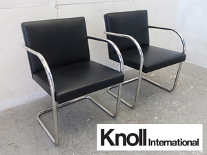 ■P938■展示品■Knoll/ノール/ノル■ブルーノ アームチェア チューブラー■2脚セット■ミース ファン デル ローエ■56万円■ブラック■