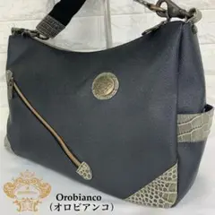 ✨美品✨　Orobianco ショルダーバッグ　レザー　クロコダイル型押し