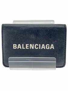 BALENCIAGA◆3つ折り財布/レザー/ブラック/メンズ