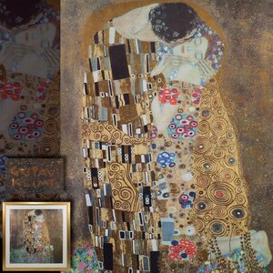 【人気】 グスタフ・クリムト 代表作 「接吻」 リトグラフ 版画 版上サイン 額装品 The Kiss Klimt 美術品 絵画 縦66.5cm×横85cm 2308