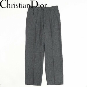 ヴィンテージ◆Christian Dior クリスチャン ディオール ツータック ウール スラックス パンツ チャコール 76