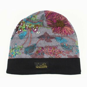 ニット帽子 ワッチキャップ キャップ KNIT CAP　花模様 ロールワッチ レディース メンズ GY トレンド NT11-8