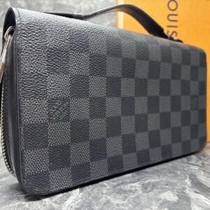 ■超美品■ LOUIS VUITTON ルイヴィトン ダミエ グラフィット ジッピーXL ラウンドファスナー 長財布 黒 メンズ クラッチバッグ N41503