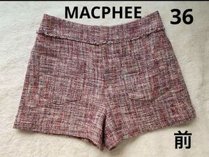 MACPHEE マカフィー ショートパンツ　ピンク　レッド　ツイード 36