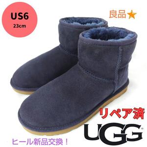 良品UGG【アグ】ムートンブーツ クラシックミニ ショートブーツ 紺色