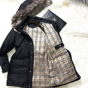 未使用級3way!BURBERRY BLACKLABELダウンコート フォックスファー付 XL.LL～L ノバチェック ジャケット ブラレ バーバリーブラックレーベル