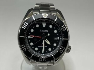 極美品 定価101,000円 セイコー プロスペック ダイバースキューバ GMT ソーラー腕時計 ブラック文字盤 SBPK003 5K65-0AA0 メンズ