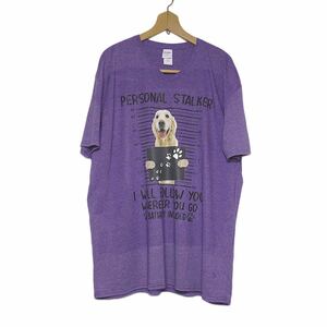 大きいサイズ Tシャツ 新品 Vネック Tシャツ ティーシャツ 犬 プリントTシャツ GILDAN パープル 動物 アニマル 紫 メンズ 2XL #2403