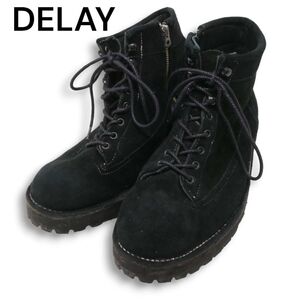 DELAY by win & sons ウィンアンドサンズ 秋冬 サイドジップ★ スウェード レザー ブーツ Sz.28.5～29cm位　メンズ 黒　I4G00262_8#T