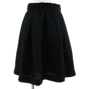 クイーンズコート QUEENS COURT スカート ギャザースカート ひざ丈 総裏地 日本製 ブラック 黒 1 レディース