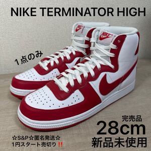 1円スタート売切り 新品未使用 28cm NIKE ナイキ TERMINATOR HIGH ターミネーター ハイ スニーカー ユニバーシティレッド ホワイト