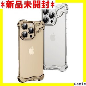 おしゃれ iPhone 16 Pro アルミニウム合金 バンパーケース 四隅保護 レンズ保護シート 金属製 金 143