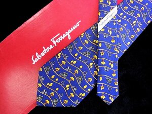 ♪今週の特売980円～♪2195♪状態並品【FERRAGAMO】フェラガモ【自動車 バイク 自転車 乗り物 樹木 柄】ネクタイ♪