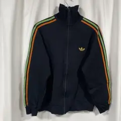 70s adidas トラックジャケット　デサント　ヴィンテージ　黒　オレンジ