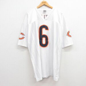 XL/古着 半袖 ビンテージ フットボール Tシャツ メンズ 00s NFL シカゴベアーズ ジェイカトラー 6 大きいサイズ ロング丈 Vネック 白 ホワ