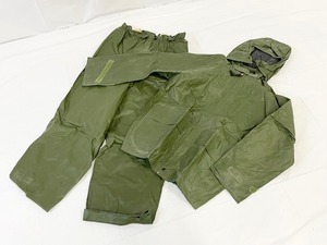 送料無料 米軍放出品 未使用品 レインウエア上下セット Mサイズ レインパーカー レインパンツ カッパ 雨具 キャンプ アウトドア (80)CL2A