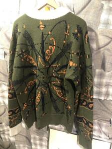 sacai サカイ × Dr.woo ドクターウー 20AW Bandana Knit Pullover ニット 定価8万 20-02342M サイズ3 グリーン　FK