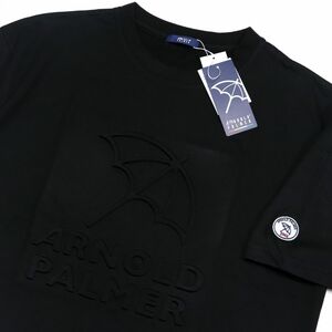 ●送料390円可能商品 アーノルドパーマー ARNOLD PALMER 新品 メンズ ビッグロゴ エンボス 半袖 Tシャツ 黒 [6091817-06-M]一 三 壱★QWER