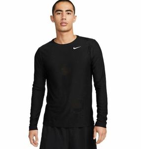 新品 定価6270円 Lサイズ　ナイキ NIKE Dri-FIT メンズ 長袖　オールオーバー プリント フィットネストップ　長袖　ランニングシャツ　黒