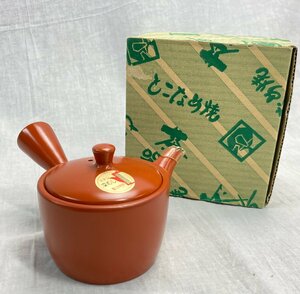 01▼【未使用・送料520円】常滑焼 急須 ステン 深むし 茶こし内蔵 とこなめやき 箱付 工芸 陶芸 陶磁 コレクション△　1622N9