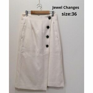 Jewel Changes ジュエルチェンジズ ラップ風 スカート ミモレ丈 白