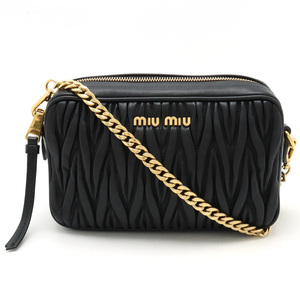 Miu Miu ミュウ ミュウ ミュウミュウ マテラッセ ショルダーバッグ チェーン 2WAY クラッチ レザー ブラック