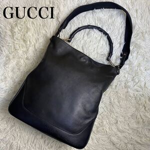 GUCCI グッチ　ショルダーバッグ　2WAY レザー　バンブー　ブラック　黒　001 4058