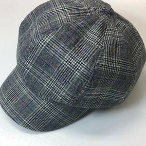 キャスケット帽 レトロ調 ハンチング グレー チェック柄 帽子 レディース M(56-58cm)サイズ