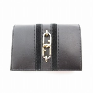 フルラ FURLA SIRENA M COMPACT WALLET シレナ コンパクトウォレット 三つ折り財布 レザー 切替 チェーン モチーフ 黒 ブラック /UO