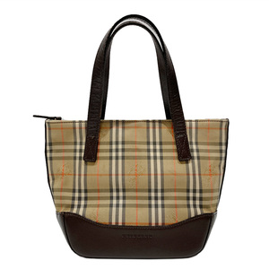 中古B/標準 BURBERRY バーバリー ハンドバッグ ロゴ チェック ミニ レディース ベージュ×ブラウン 20462158