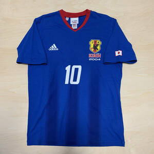 即決！ 2004 04 日本代表 ユニフォーム Tシャツ 中村俊輔 アディダス L キリン 勝ちT ドイツ W杯 ジーコ 半袖 新品 応援用 炎 ドーハ 中田