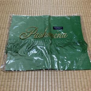 新品　Pashmina パシュミナ　カシミア　100％ 大判ストール 緑　グラデーション　オリーブ色