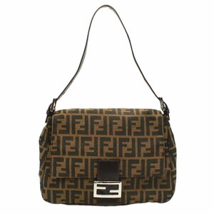 ★A2423 良好!! フェンディ ズッカ柄 マンマバケット ワンショルダー ハンドバッグ ブラウン FENDI レディース★