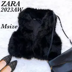 未使用品♡ ZARA 2023AW フェイクファー　ベスト ショート 黒 S