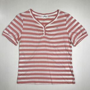 courreges グレージュ　半袖Tシャツ　ボーダー　レディース　サイズ40 Lサイズ相当　イトキン　38-57a