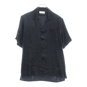 SAINT LAURENT PARIS サンローランパリ 21SS silk shirt シルク 総柄半袖シャツ S33Y 531956 Y2E51 ブラック