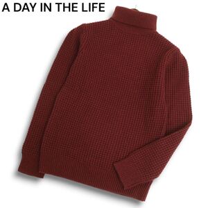 A DAY IN THE LIFE ユナイテッドアローズ 秋冬 タートルネック ワッフル ウール混★ ニット セーター Sz.S　メンズ 赤　C4T09210_A#K