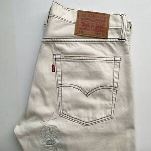 未使用　Levi’s 513　日本製　W32 L32　オフ白/ダメージ/リメイク加工　　　　W118