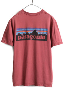 17年製 ■ パタゴニア プリント 半袖 Tシャツ ( メンズ XS ) Patagonia アウトドア フィッツロイ P-6 オーガニック コットン レンガ エンジ