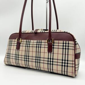 美品 BURBERRY バーバリー ハンドバッグ ノバチェック レザー