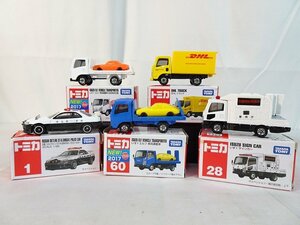 東▲Nwd017/トミカ 赤箱 5台 いすゞ ELF(初回特別)/パトカー SKYLINE/DHL トラック/いすゞサインカー他 No1.28.60.109 ミニカー/1円～