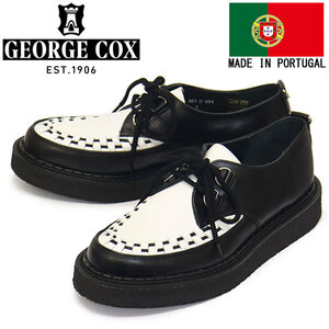 GEORGE COX (ジョージコックス) INTERLACE HATTON ラバーソール レザーシューズ 040031 BLACK/WHITE UK6-約25.0cm