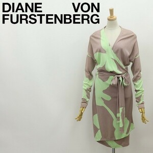 ◆DIANE von FURSTENBERG ダイアンフォンファステンバーグ KINAYA ドロップショルダー コットン ニット ラップ ワンピース S