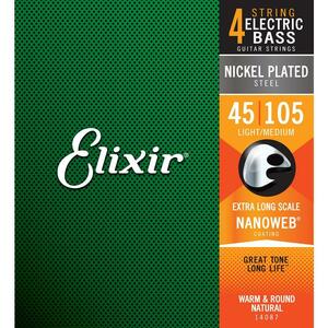 【エレキベース弦】Elixir ベース弦 14087 NANOWEB 4弦 EXTRA LONG SCALE LIGHT/MEDIUM 45-105 NICKEL PLATED