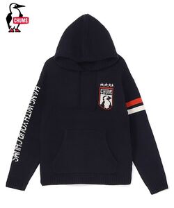 【在庫ラスト①】CHUMS College Knit Hoodie Navy チャムス カレッジ ニット フーディー／セーター パーカー ネイビー CH02-1220／XXL／2XL