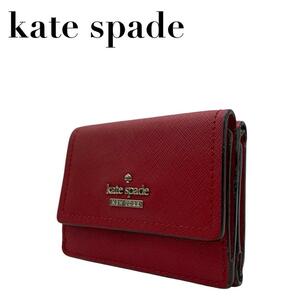 美品　kate spade ケイトスペード　m3　三つ折り　財布　レザー　レッド